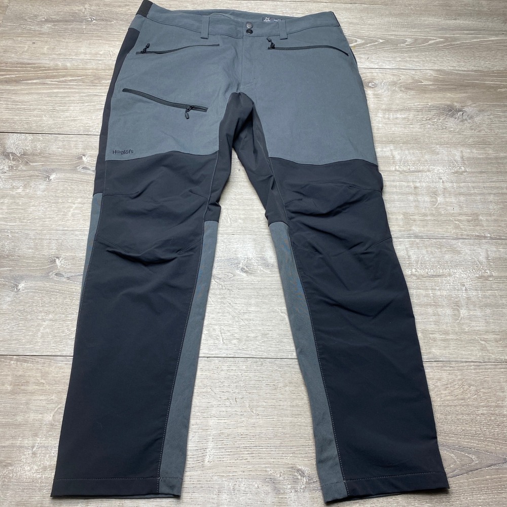 Haglofs Pants Rugged Flex Women 14 Grey Black Hiking Outdoor Trekking 603970